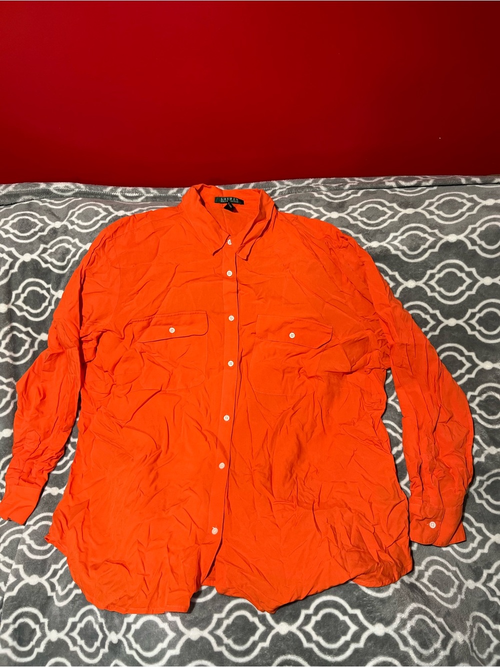 Ralph Lauren Orange Button Down Shirt Women's Size 2XL